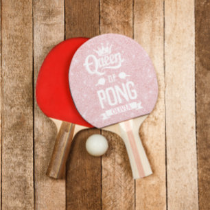 Raquette De Ping Pong Reine De Pong Noms Personnalisés Rose Gold Paill