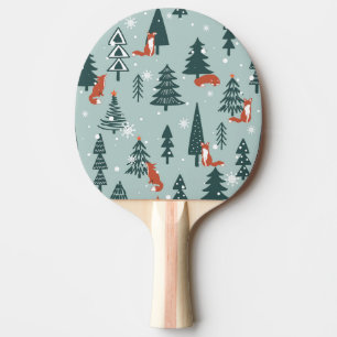 Raquette De Ping Pong Renards, sapins, hiver, motif coloré