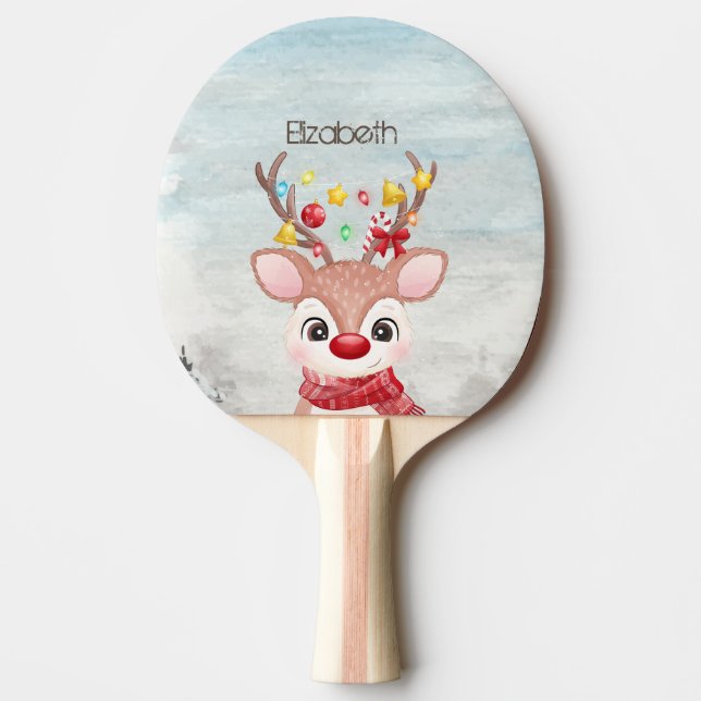 Raquette De Ping Pong Rennes de Noël adorables  (Devant)