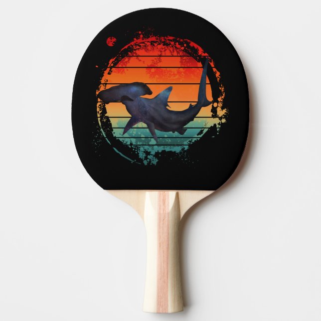 RAQUETTE DE PING PONG REQUIN MARTEAU COUCHER DE SOLEIL VINTAGE (Devant)
