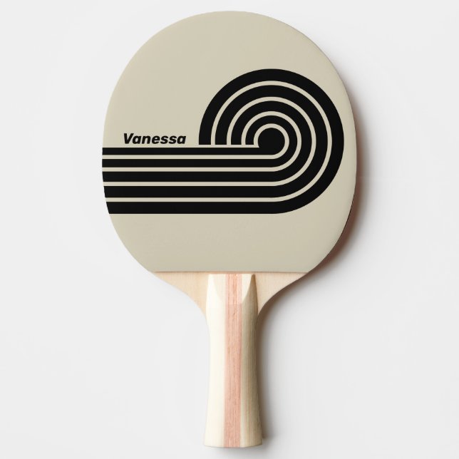 Raquette De Ping Pong Rétro Alabaster Dual Curl Rayures avec Nom (Devant)