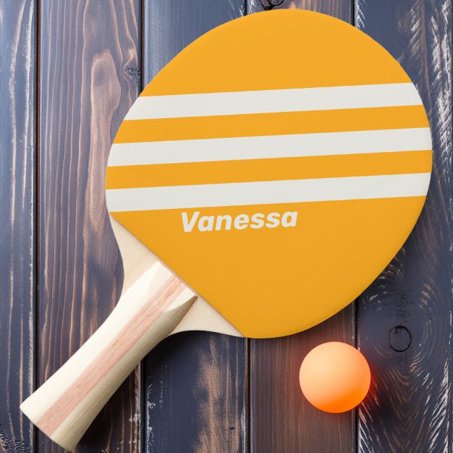 Raquette De Ping Pong Rétro Baiser de Soleil Trois Bandes avec Nom (Créateur téléchargé)