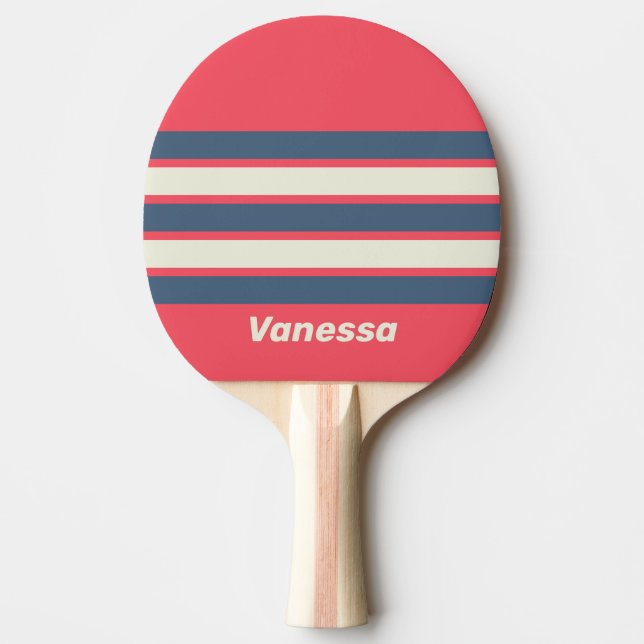 Raquette De Ping Pong Retro Beach Club Across Striping with Name (Devant)