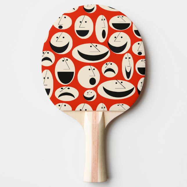 Raquette De Ping Pong Retro Cartoon Façades Motif Ping Pong Paddle (Devant)