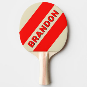 Raquette De Ping Pong Rétro Cerise Trois Bandes Gras avec Nom