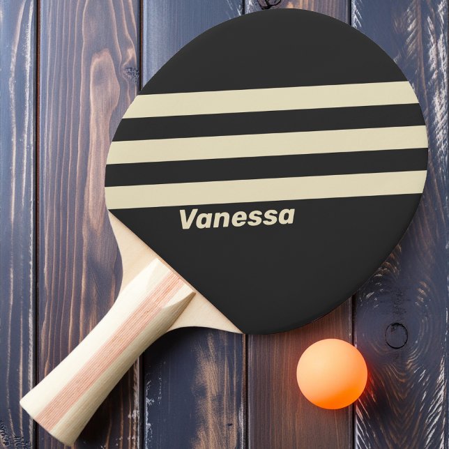 Raquette De Ping Pong Rétro Charbon Trois Bandes avec Nom (Créateur téléchargé)