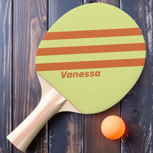 Raquette De Ping Pong Retro Désert Cactus Trois Bandes avec Nom (Créateur téléchargé)