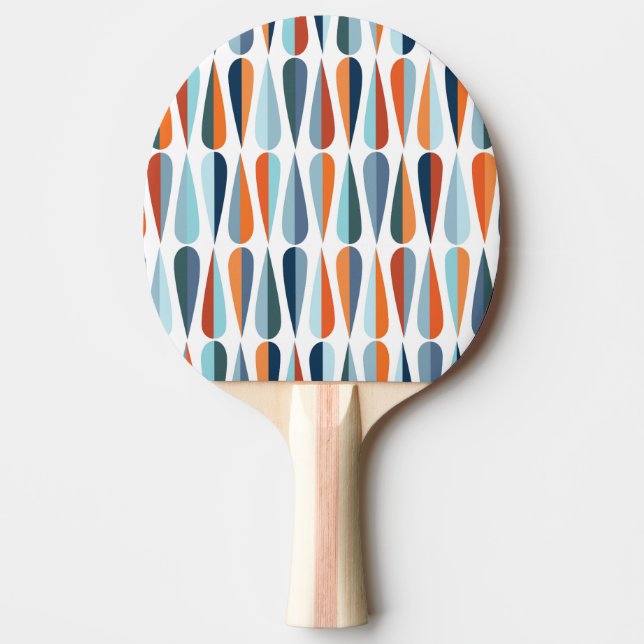 Raquette De Ping Pong Rétro du milieu du siècle, goutte forme motif. (Devant)