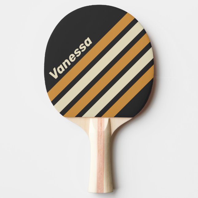 Raquette De Ping Pong Retro Golden Horizon Angled Striping with Name (Devant)