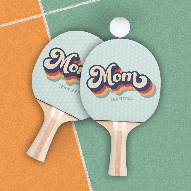 Raquette De Ping Pong Retro Maman Nom personnalisé Fête des mères (Créateur téléchargé)