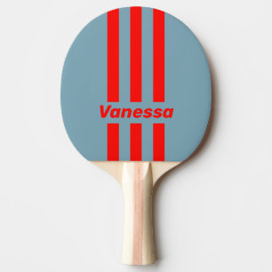 Raquette De Ping Pong Retro Mer Rouge Trois Bandes avec Nom