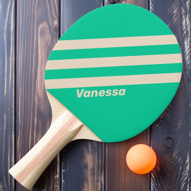 Raquette De Ping Pong Retro Mint Trois Bandes avec Nom (Créateur téléchargé)