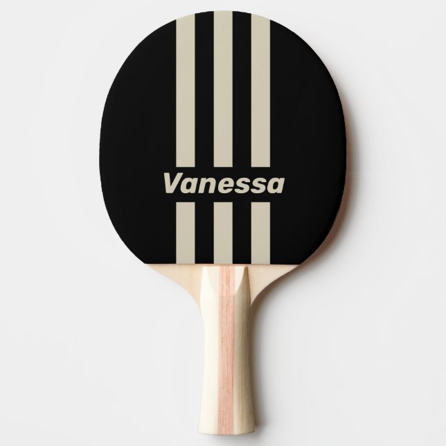 Raquette De Ping Pong Rétro Minuit Trois Bandes avec Nom (Devant)