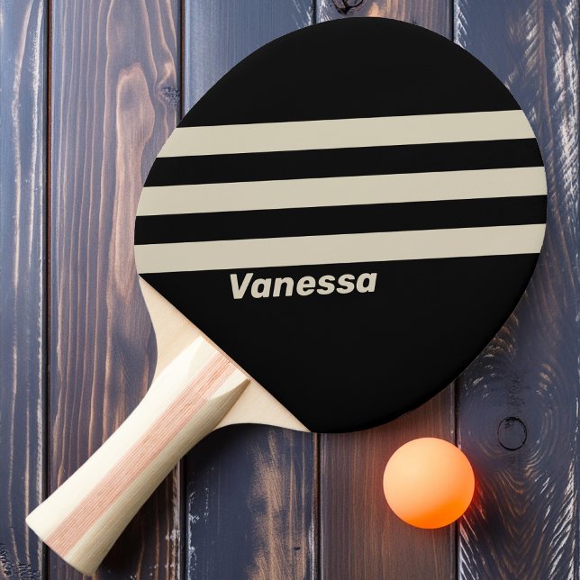Raquette De Ping Pong Retro Minuit Trois Bandes avec Nom (Créateur téléchargé)