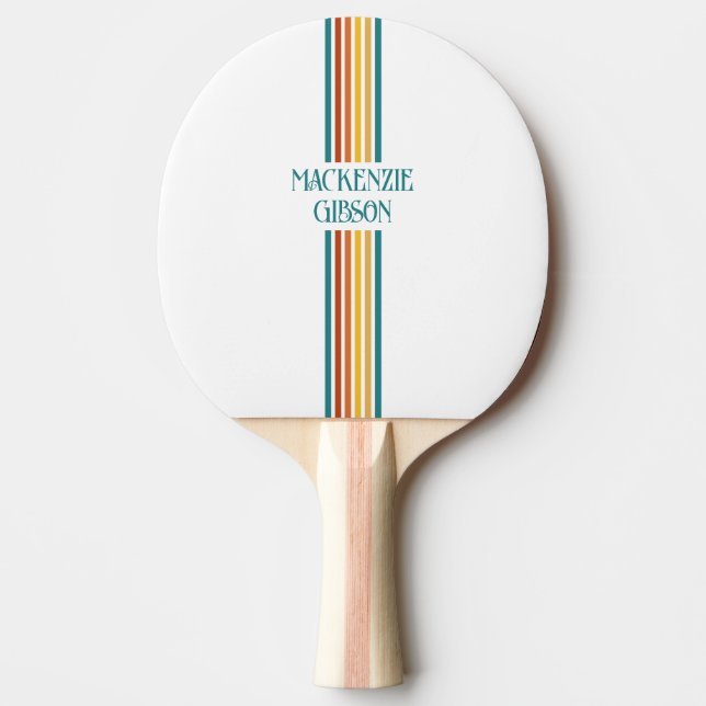 Raquette De Ping Pong Retro Monogrammed Minimalist Stripes (Devant)
