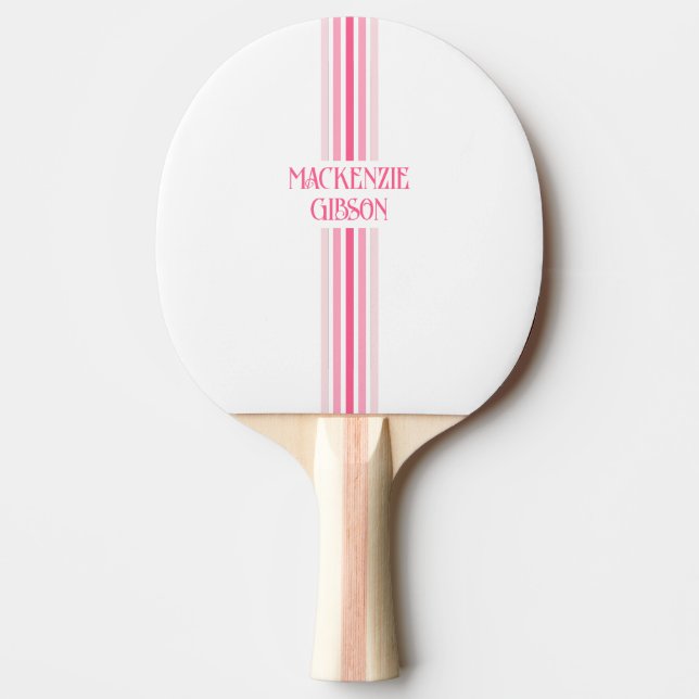 Raquette De Ping Pong Retro Monogrammed Minimalist Stripes (Devant)