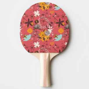Raquette De Ping Pong Rétro motif floral 5