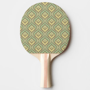 Raquette De Ping Pong Rétro motif vert et jaune vintage