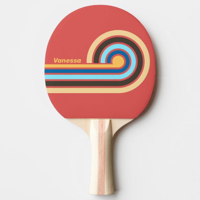 Raquette De Ping Pong Rétro Murmur Curl Rayures avec Nom (Devant)