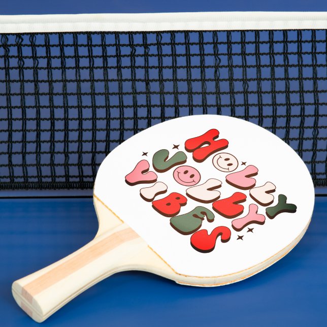 Raquette De Ping Pong Retro Noël Holly Jolly Vibes Vacances tendance (Insitu)