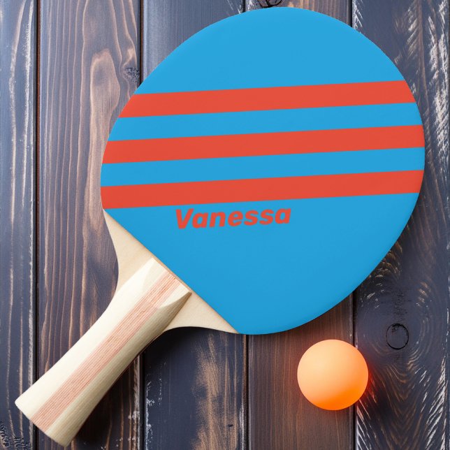 Raquette De Ping Pong Rétro Ocean Light Trois Bandes avec Nom (Créateur téléchargé)