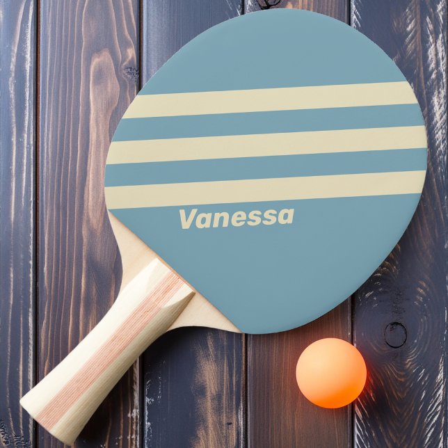 Raquette De Ping Pong Rétro Océan Trois Bandes avec Nom (Créateur téléchargé)