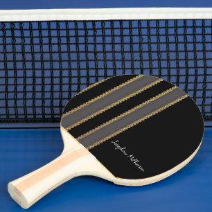 Raquette De Ping Pong Retro Or, Noir et Gris personnalisez avec Nom