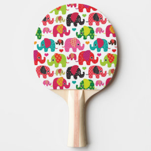 Raquette De Ping Pong rétro papier peint de motif d'enfants d'éléphan