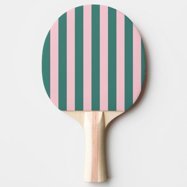Raquette De Ping Pong Retro Preppy Sportswear Stripes - Rose Green (Devant)