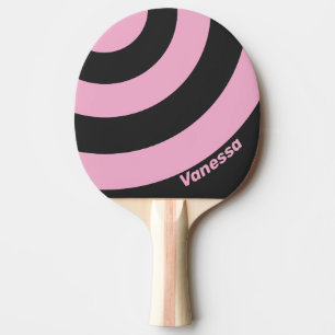 Raquette De Ping Pong Retro Rose Nuit Trois Cercles Rayure avec Nom