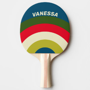 Raquette De Ping Pong Rétro Rugby Rayure montante avec nom