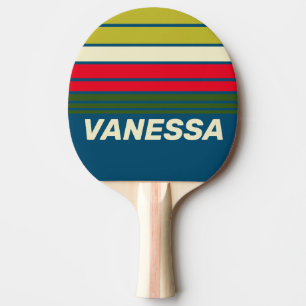 Raquette De Ping Pong Rétro Rugby Rayures Horizon avec Nom