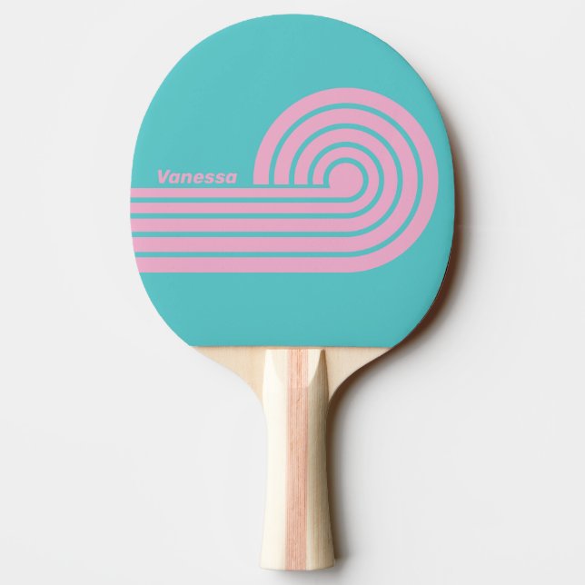Raquette De Ping Pong Rétro South Beach Curl Rayures avec Nom (Dos)
