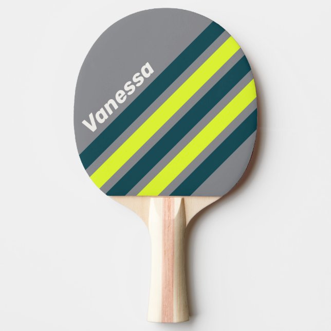 Raquette De Ping Pong Retro Storm Cloud Grove Angled Striping with Name (Devant)