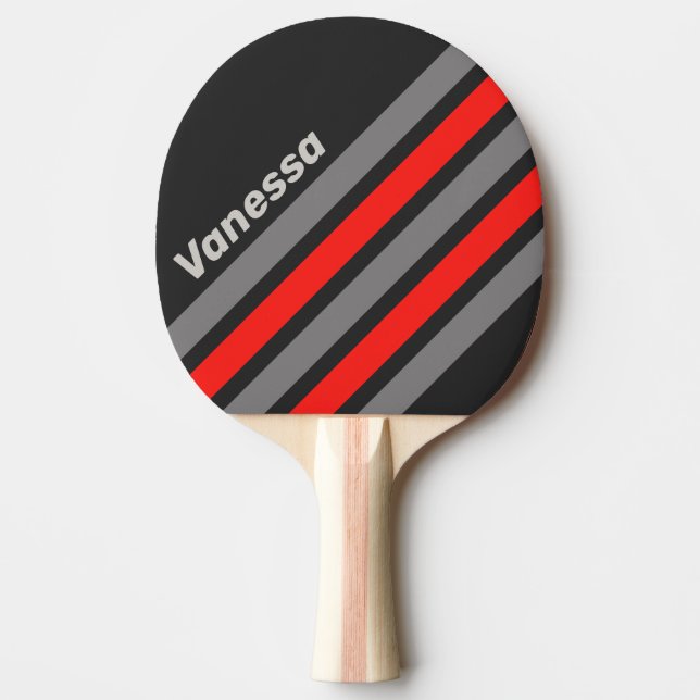 Raquette De Ping Pong Retro Stormy Sky Angled Striping with Name (Devant)