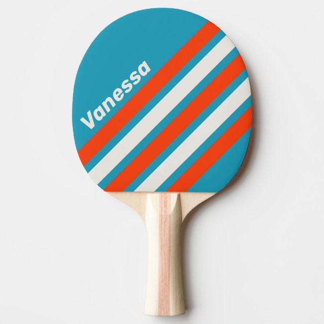 Raquette De Ping Pong Retro Sunset Tide Rush Angled Striping with Name (Devant)