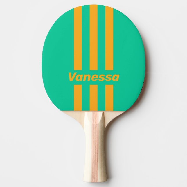 Raquette De Ping Pong Rétro Tropical Punch Rayures avec Nom (Devant)