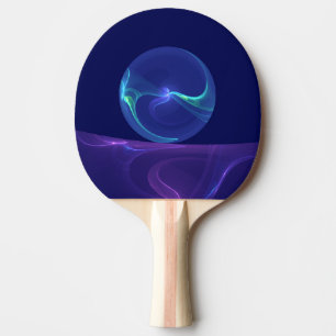 Raquette De Ping Pong Rêve Violet Bleu Lumineux Art Fractal Abstrait