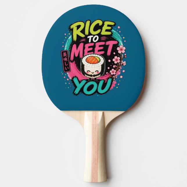 Raquette De Ping Pong Riz à vous rencontrer – Conception de Sushi Kawaii (Devant)
