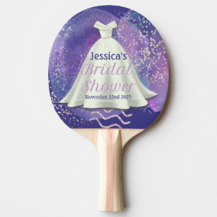 Raquette De Ping Pong Robe de mariée de douche nuptiale violette et glam