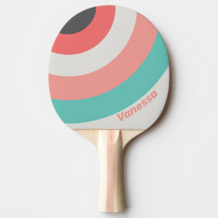 Raquette De Ping Pong Rond de corail décoloré par le soleil avec nom