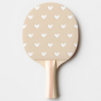 Raquette De Ping Pong Rose blanc Beige mignon Motif de coeur simple