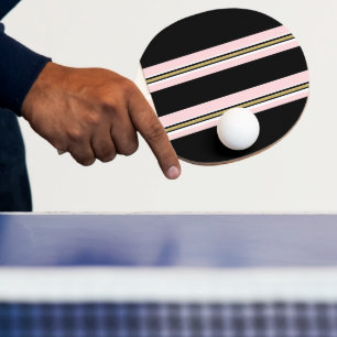 Raquette de Ping Pong Rose & Blanc Or Rayure Noire