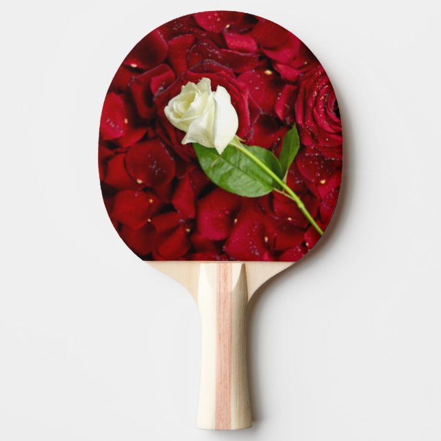 Raquette De Ping Pong Rose blanc sur les pétales rouges (Devant)