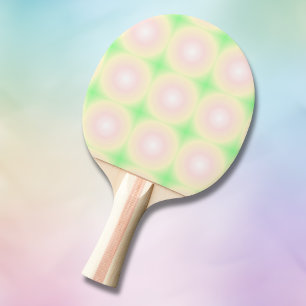 Raquette De Ping Pong Rose blanche aux motifs dégradés optiques 3D vert 