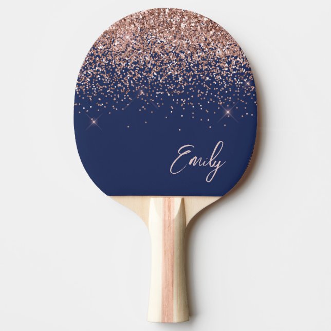 Raquette De Ping Pong Rose bleu marine Gold Blush Pink Parties scintilla (Devant)