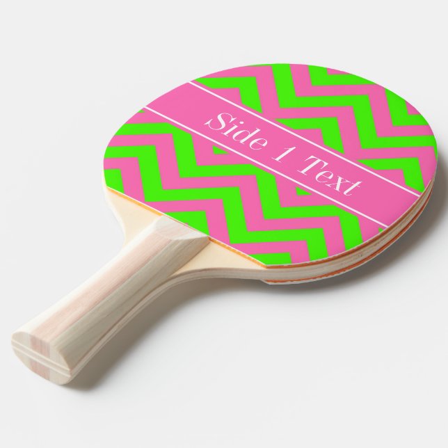 Raquette De Ping Pong Rose Chaud #2 Vert Citron Grand Chevron Monogramme (Devant Angle)