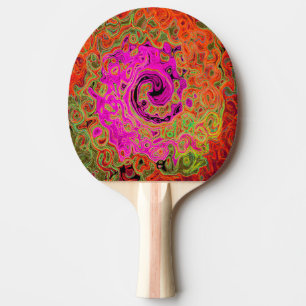 Raquette De Ping Pong Rose Chaud Abstrait Rétro Tourbillon Liquide