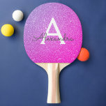 Raquette De Ping Pong Rose chaud - Parties scintillant violette et monog<br><div class="desc">Parties scintillant Ombre Faux rose et violet chaud et pagaie de Monogramme Élégante. Cette pagaie Ping Pong peut être customisée pour inclure votre nom initial et prénom.</div>