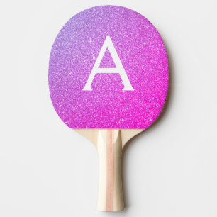 Raquette De Ping Pong Rose chaud - Parties scintillant violette et monog
